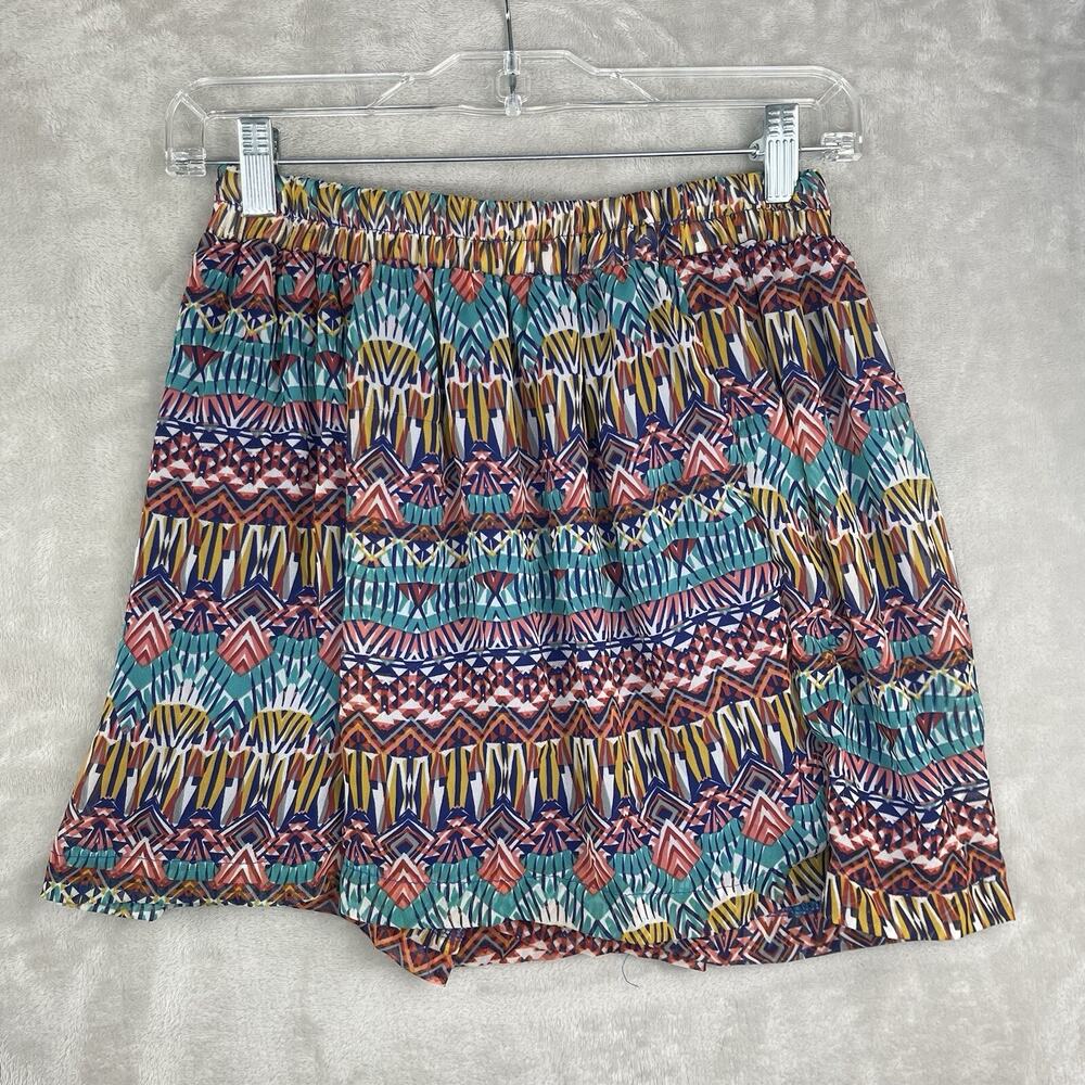 Vintage 90s Zouk Geometric Mini Skirt Large Lined Southwestern Festivalcore